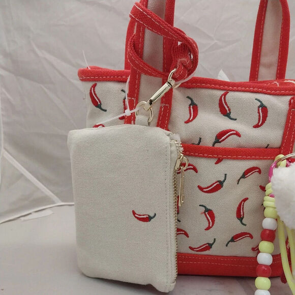 Madden Girl Chili Pepper Mini Tote Crossbody Bag with Charms and Keychain NWT - Picture 7 of 7